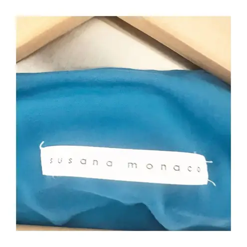 Susana Monaco Women’s Jersey Long Sleeve Teal Blue Size Small Minimalist Office