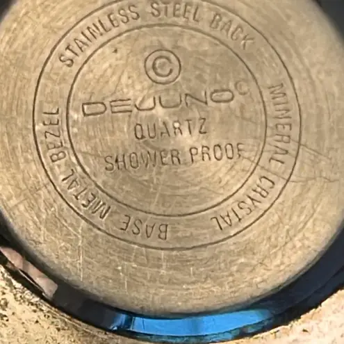 Vintage Dejuno Art Deco silver and black sparkly wide metal quartz watch