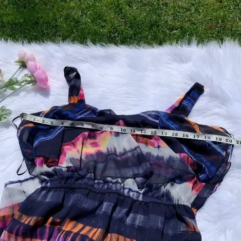 Black Rainn Maxi Dress Dark Watercolor Stripe Long Size Medium M Wedding Guest