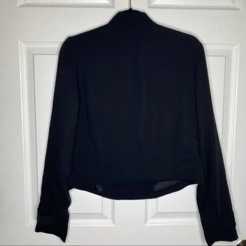 Rachel Roy RACHEL Black Mock Neck Moto Jacket Blazer Size 8