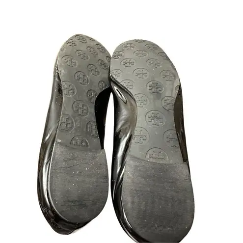 Torry Burch Patent Flat Ballet Black Leather Shoes Size 9Mp