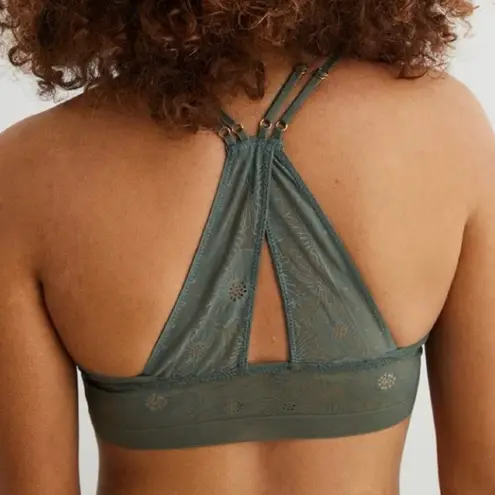 Aerie  Pop Lace Olive Sage Green Padded Bralette Size M