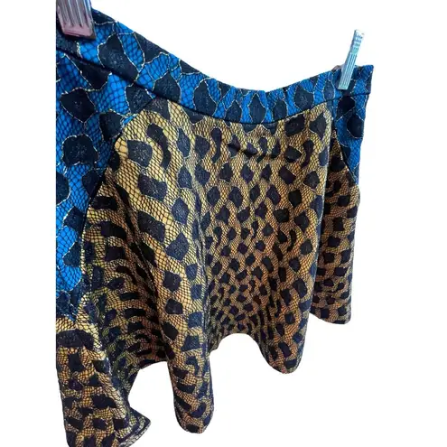 English Rose NWOT  Lace Textured Leopard Print Gold, Yellow & Blue Mini Skirt