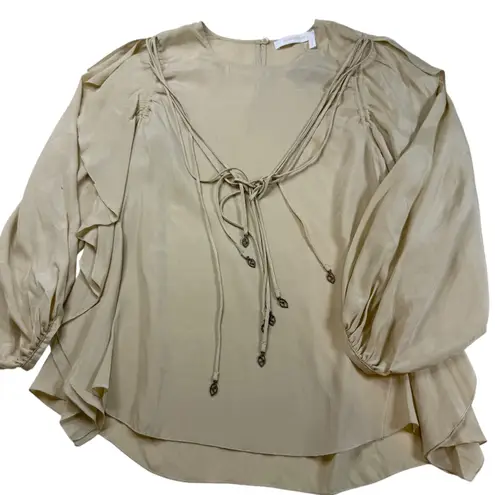 See By Chloe Beige Silk Blend Long Sleeve Tie Neck Blouse Top Portugal US 2 (34)