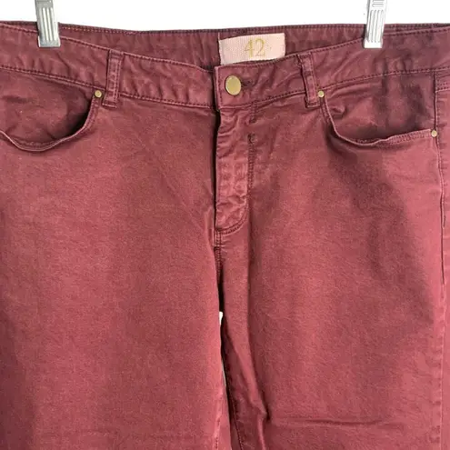 ZARA  Basics Ankle Zip Skinny Jeans 10 Maroon Red Jeggings Pockets Mid Rise