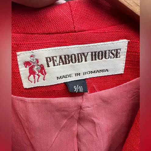 Peabody House Vintage Linen Open Blazer Orange Red Retro