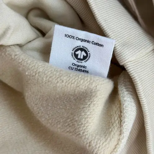 Mate the Label Organic Fleece Half Zip Sweatshirt in Bone, Size Small