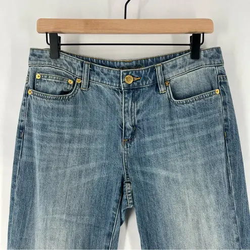 Michael Kors  Light Wash Denim Embellished Floral Sequined Jeans Cropped Cotton‎