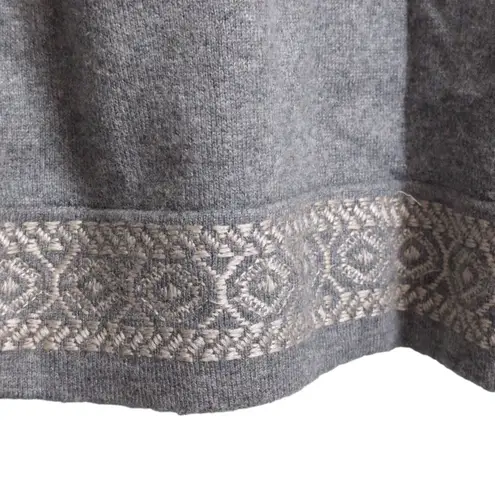 Johnny Was Gray Embroidered Waterfall Open Cardigan Drape Boho Cashmere Blend XS