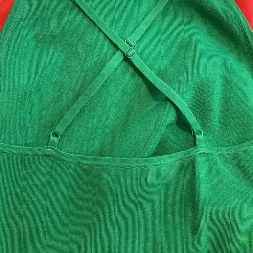 Babaton Aritzia Anderson sculpt adjustable halter knit mini dress Kelly green M