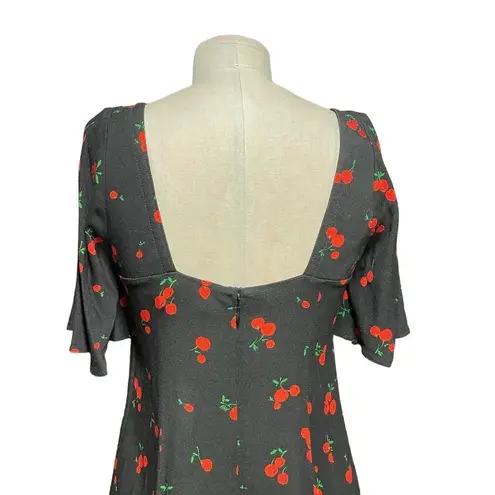 HVN Black Cherry Print Emily Sweetheart Mini Dress Size 2