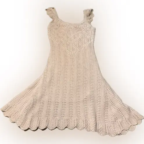 Freshman 1996 Blush Pink Knit Crochet Fit and Flare Midi Cottagecore Dress M Size M