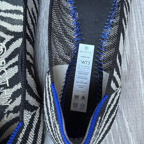Rothy's Zebra The Point Flats Black Size 7.5