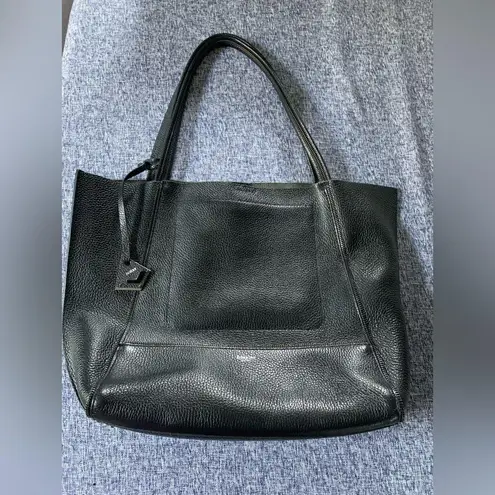 Botkier 100% Pebbled Leather Large Tote Handbag with Zipper Accents Snap Pocket