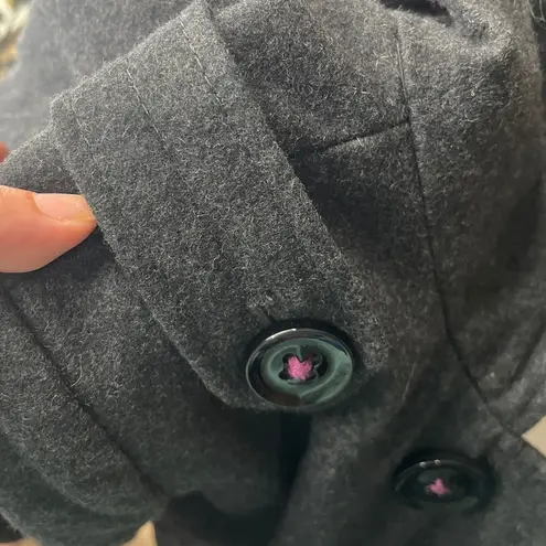 Miss Sixty Y2K Wool Military Hooded Pea Coat Sz S Double Breasted Goth Academia