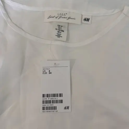H&M  L.O.G.G Sz 4 Short Sleeves Scoop Neck Gym T-Shirt White soft simple NWT thumbnail 5