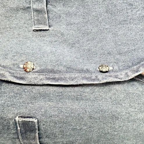 Metro Express Vintage Denim Chambray Red Plaid Flannel Back Button Vest L 14/16 Blue Size L