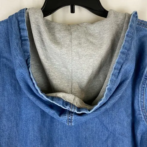 Vintage Y2K Lined Hooded Denim Jacket CMC Color Me Cotton Medium 90s Old School Blue