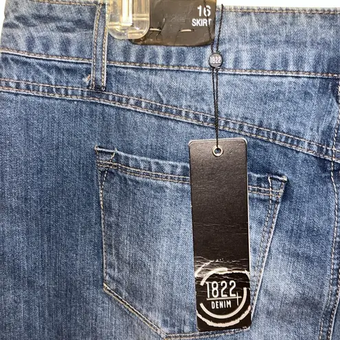 1822 Denim Blue Jean Skirt NWT Frayed Hem Mini Short