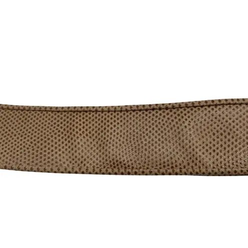 Vintage Judith Leiber Snakeskin Leather Belt Gold Metal Stone Buckle Adjustable Tan