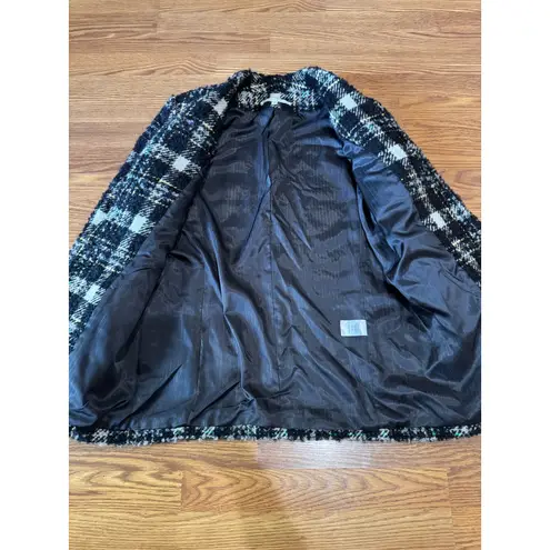 Veronica Beard Black wool Blend Crispin Tweed boxy oversized Coat size 10