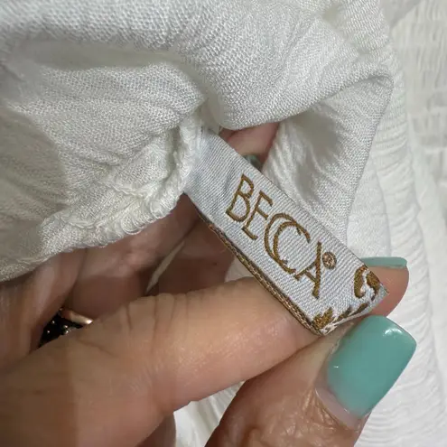 Becca  Swim White Ponza Smocked One Shoulder Dress Sz L NWT