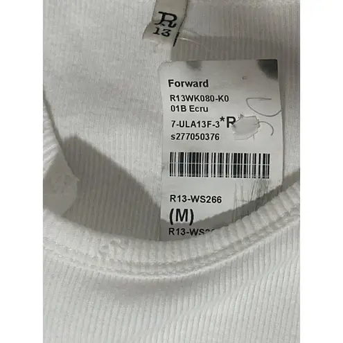 R13 Distressed Tank Top in Ecru Medium New Womens Sleeveless Beater