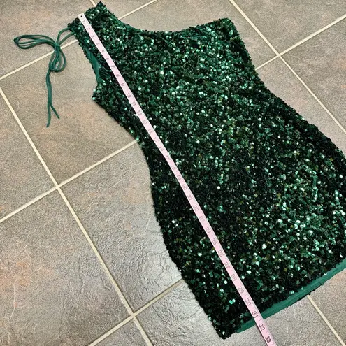 Lucy in the Sky Oliviara One Shoulder Sequin Mini Dress Green Large L