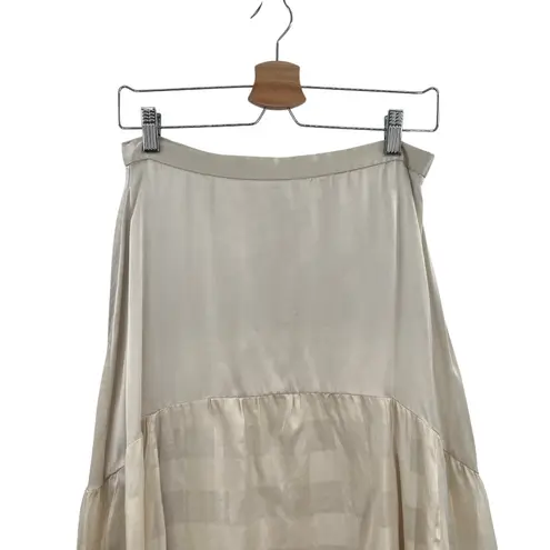 Cami NYC Roxana Silk Skirt Maxi Long Silk Stripe Beige Cream Size Medium