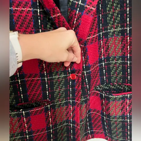 Plaid Red and Black Women's Blazer made in USA Size M