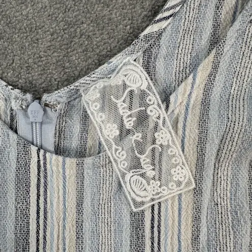 Sadie And Sage Striped Romper Size Small Blue Belted Spaghetti Straps V