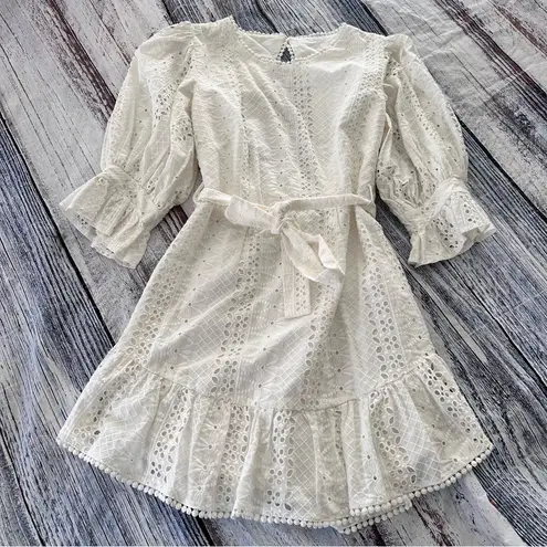 INDIKAH Sweet Sunshine Cut-Out Back Embroidery Dress White