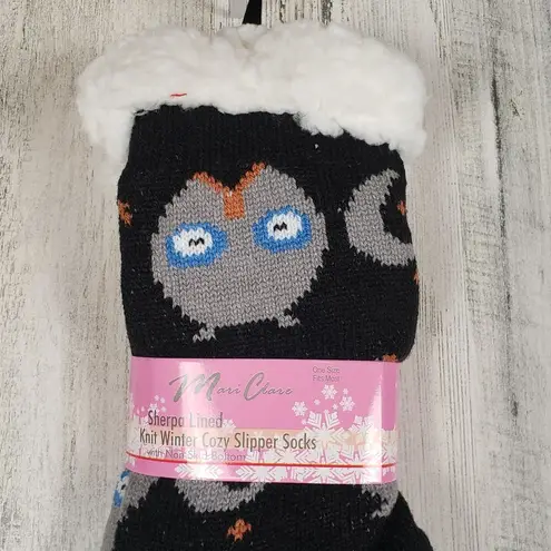 NWT Mari Clare Sherpa Lined Knit Winter Owl Moon Star No