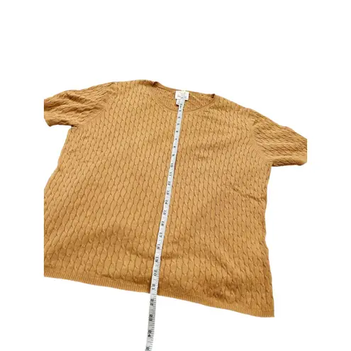 Belford for Neiman Marcus tan Ribbed Short Sleeve silk blend sweater women's XL