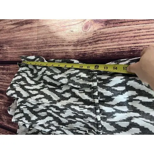 J Crew Women Size Large Romper Tie Waist Summer Resort Casual Shorts Ikat F2599 Black