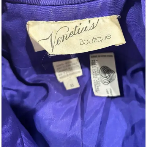 LULU BRAVO Vintage Purple Gabardine Jacket & Skirt Large Rhinestone Buttons Sz 4