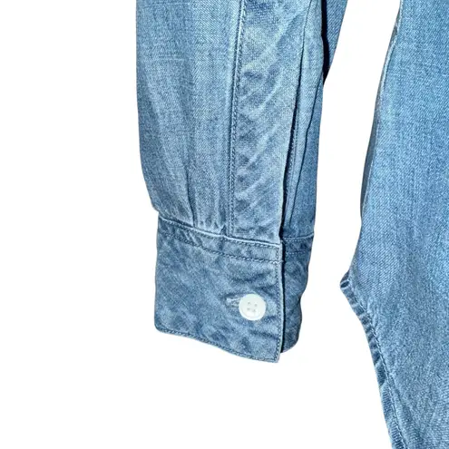 Rails Chambray Shirt Button Up Floral Embroidered Long Sleeve EUC Size XS