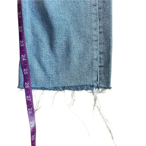 RE/DONE Stove Pipe Cropped Jeans Light Wash Raw Hem Size 26 Mid 90s Button Fly