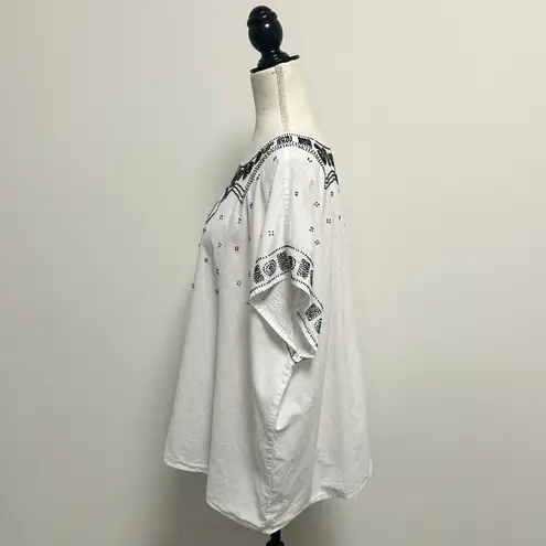 The Great Off White Black Beaded Oversized Extended Shoulder Short Sleeve Top 1