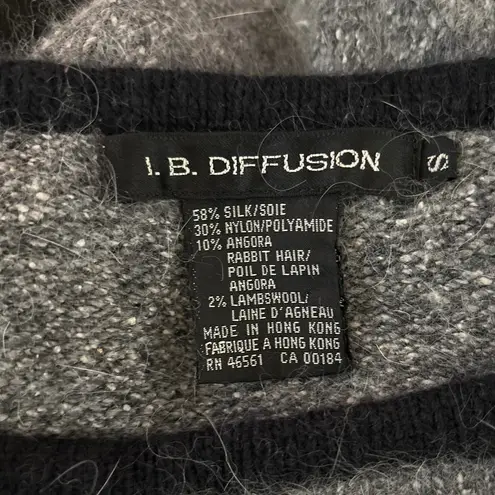 Vintage IB Diffusion Size S Sweater Boatneck Dolman Sleeve Silk Angora Lambswool Gray