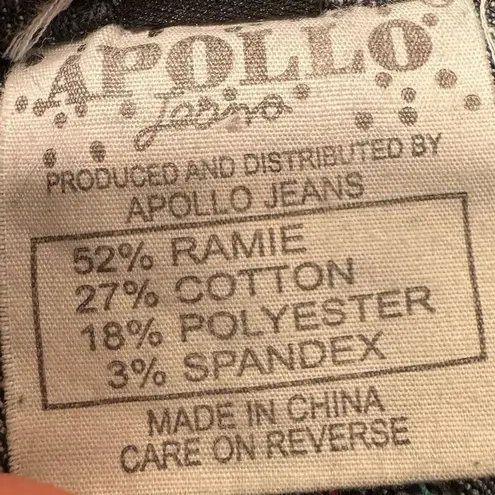 Vintage Apollo Women's Dark Blue Jeans Colorful Stitching Size 21/22 1980s