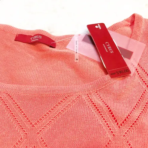 Cyrus š coral knit shark bite hem pullover top