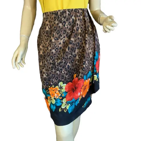Jacqueline Ferrar SILK VINTAGE 1990'S COLORFUL FLORAL & ANIMAL PRINT SKIRT (16)