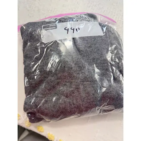 Coco + Carmen Gray Ruffle Sleeve Sweater Crew Neck Knit Top Womens Size S/M