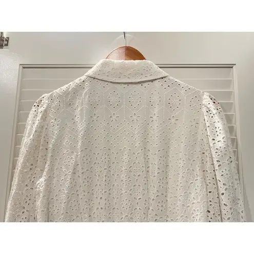 Veronica Beard $495 Kylan Eyelet Lace Long Sleeve Dress White Size 4 NWT