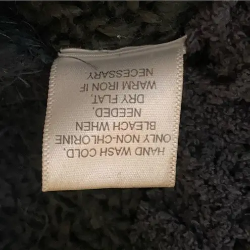 HOUSE OF HARLOW 1960 black & grey striped Hooded fuzzy open Duster ONE SIZE EUC