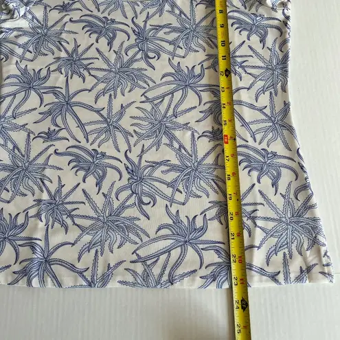 Jean Pierre Klifa Stretch White Coral Print Blouse Short Sleeve, Size L Size L