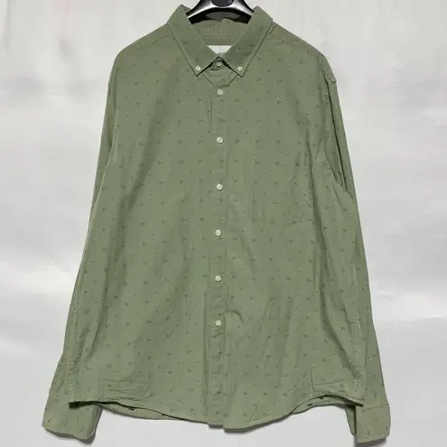 Goodfellow & Co Dot Cotton Long Sleeve Button Down Shirt Sage Green Size XL
