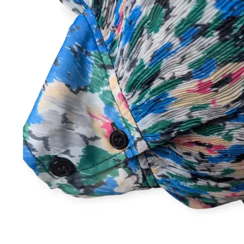 Ganni Floral Tent Dress Blue Green Midi Length Modest Pleated