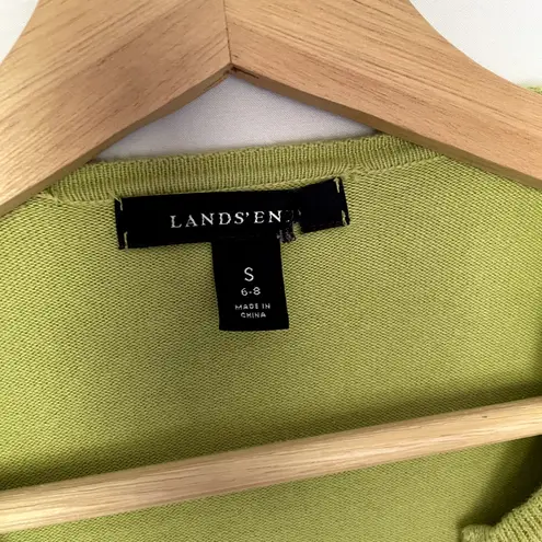 Lands' End lime green button front cardigan women's size small cotton y2k